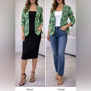 Alberto Makali Green and Black Patterned Blazer Jacket size 4